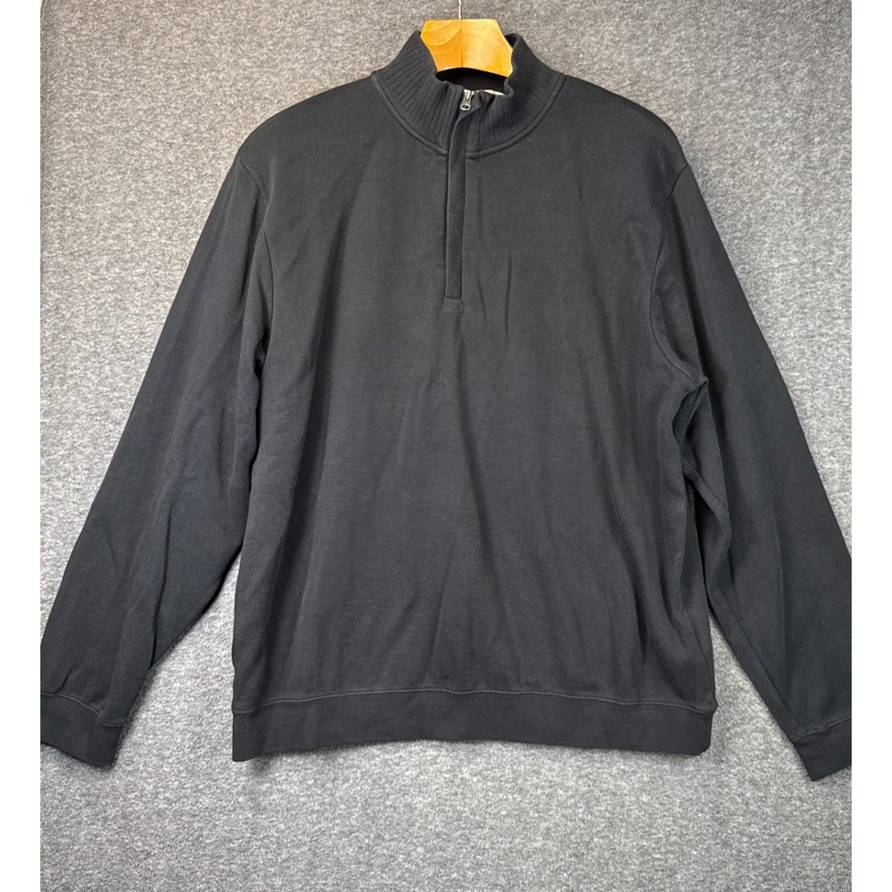 Cutter & Buck 14 Zip Pullover Men L Black Awesome Sun Faded Cotton Golf MCK80682